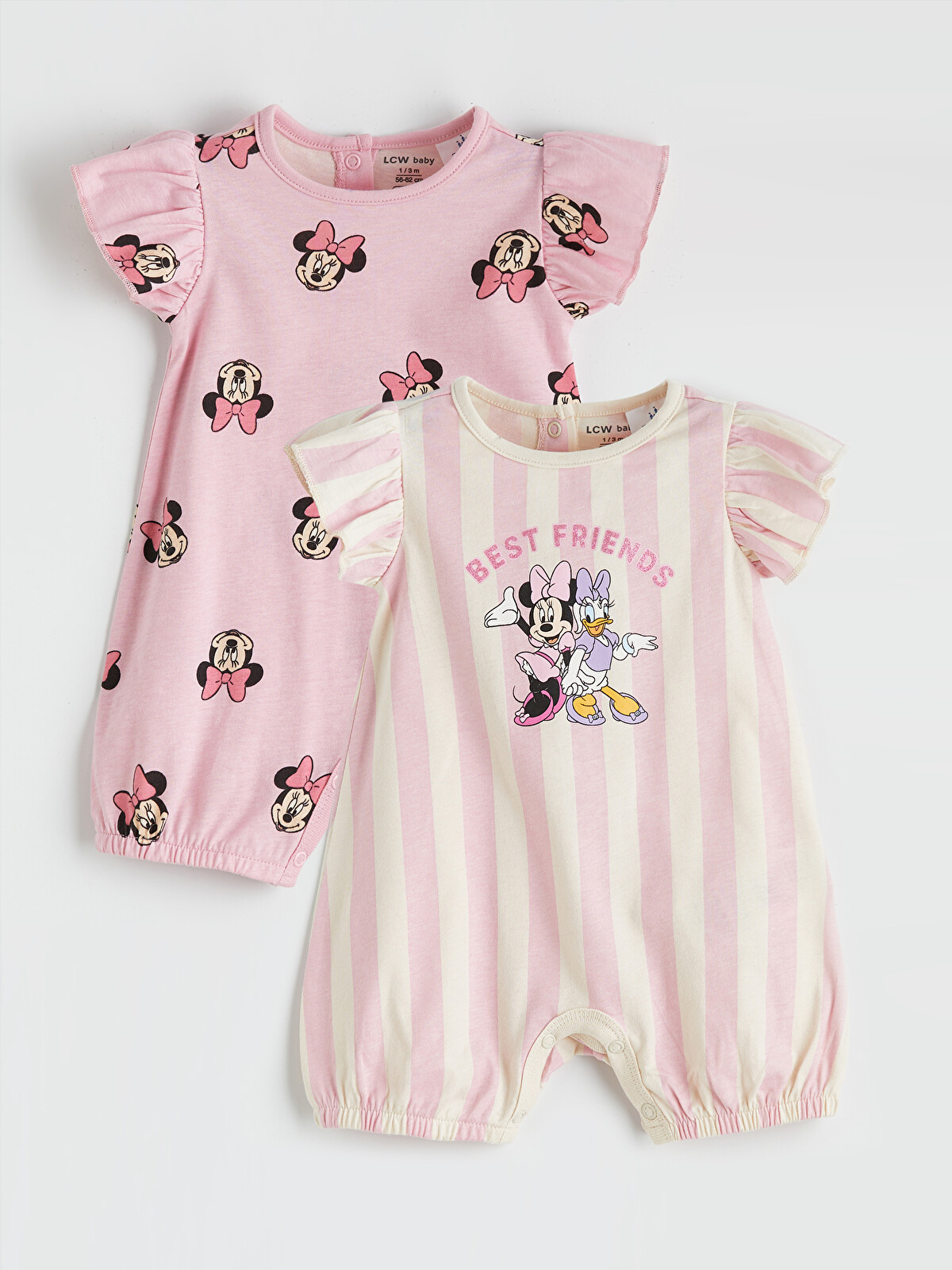 LCW baby Baby Girls' Minnie Mouse Printed 2 Pack Jumpsuit