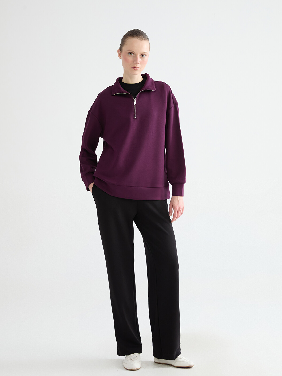 代行 LCWAIKIKI Classic Mock Neck Soft Touch Women's Sweatshirt
