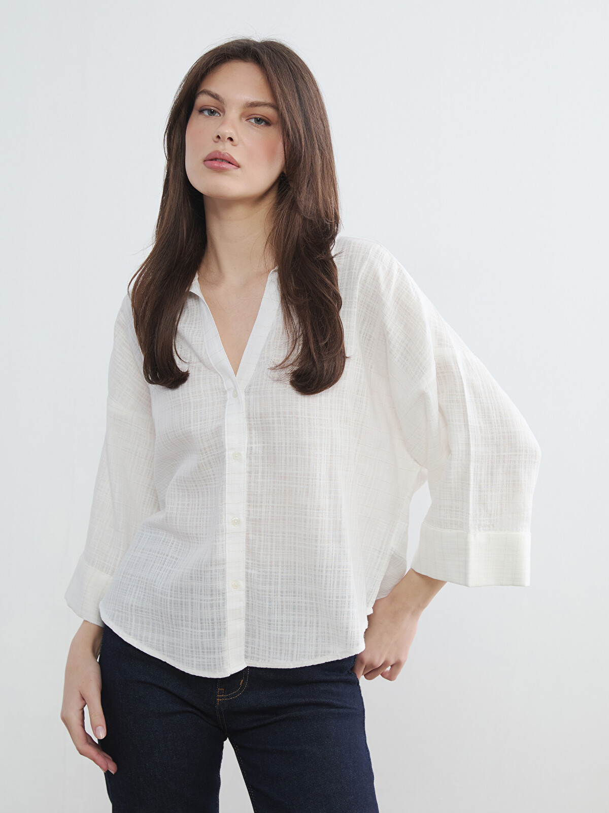 LCW Vision Oversize Women's Shirt - S6HF99Z8-FDJ | LC Waikiki