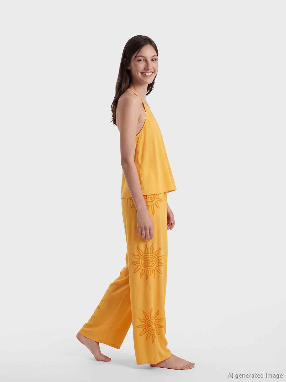 LCW DREAM Halter Yaka Baskılı Kadın Pijama Takım - S6HH21Z8-FFN