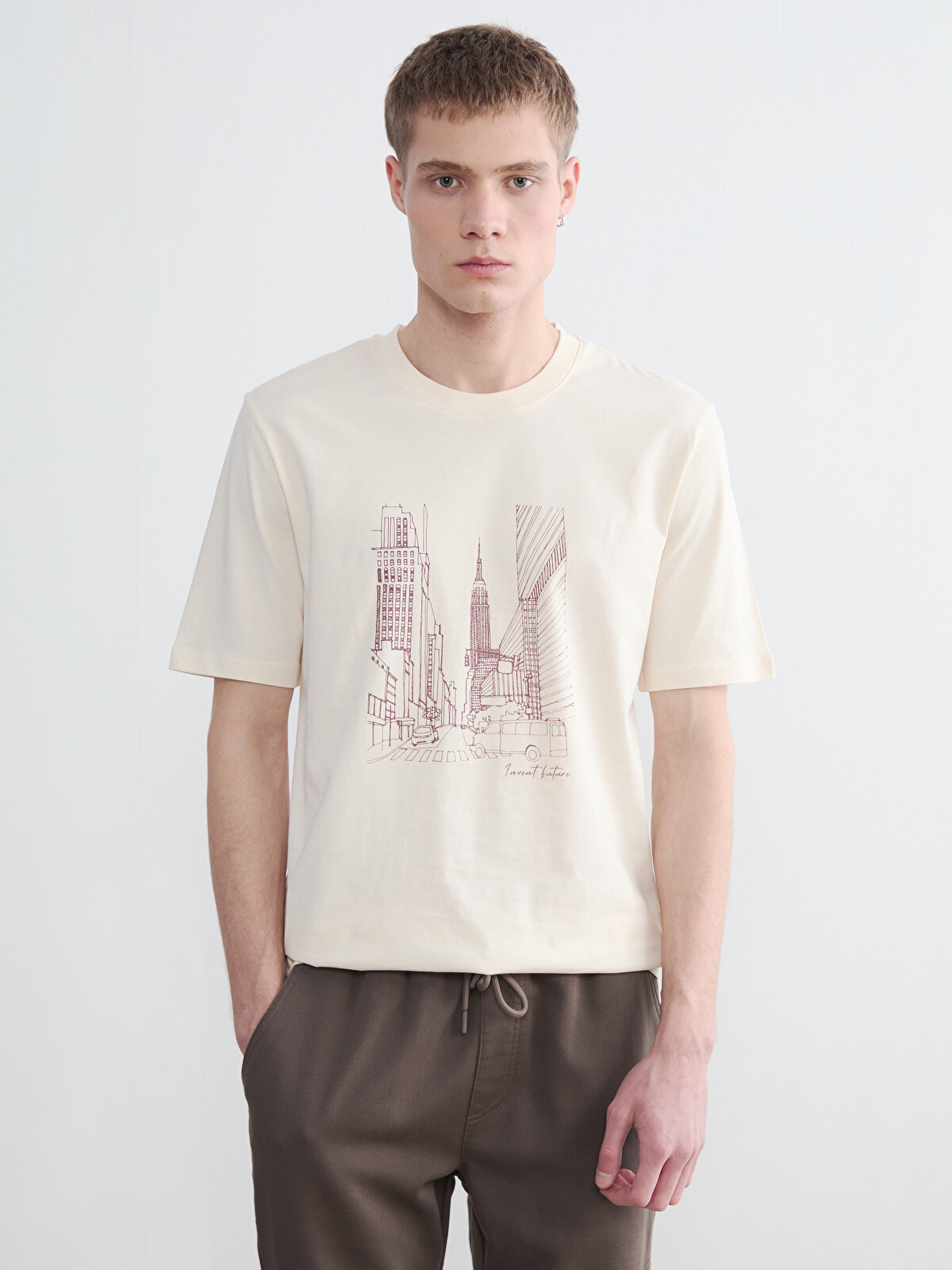 XSIDE Crew Neck NYC Printed Men's T-Shirt - S6HL56Z8-2OP | LC Waikiki