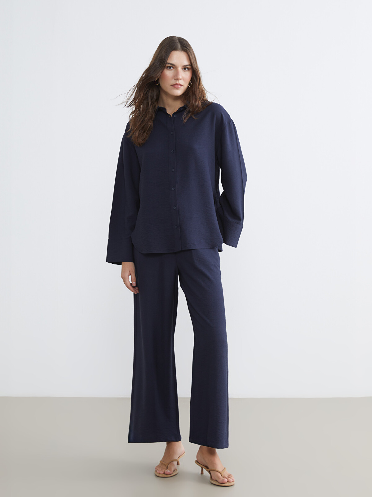 LCW Comfort Women's Shirt With Tie Detail - S6HQ51Z8-HEL | LC Waikiki