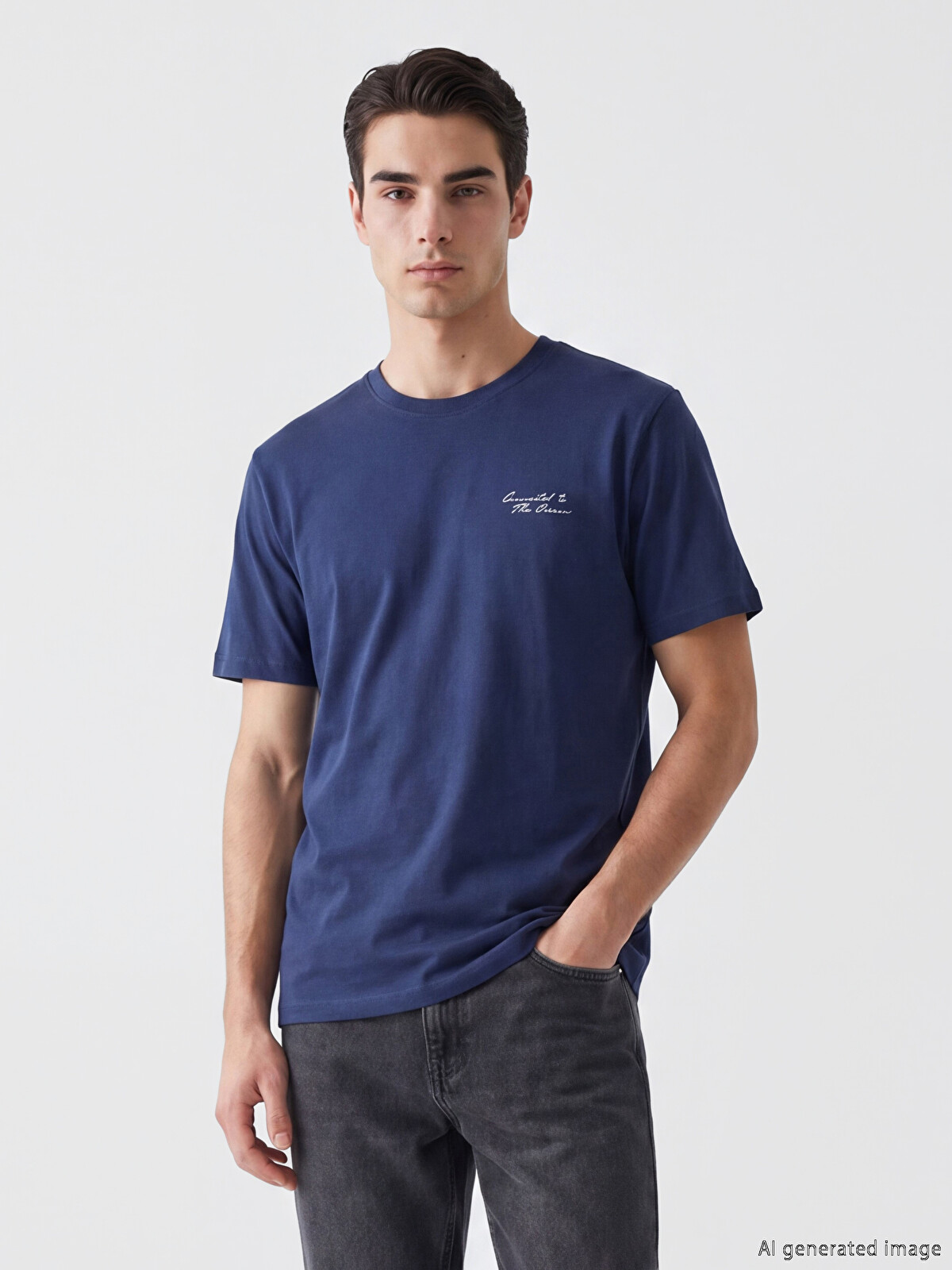 LCWAIKIKI Classic Crew Neck Embroidered Men's T-shirt - S6HS95Z8