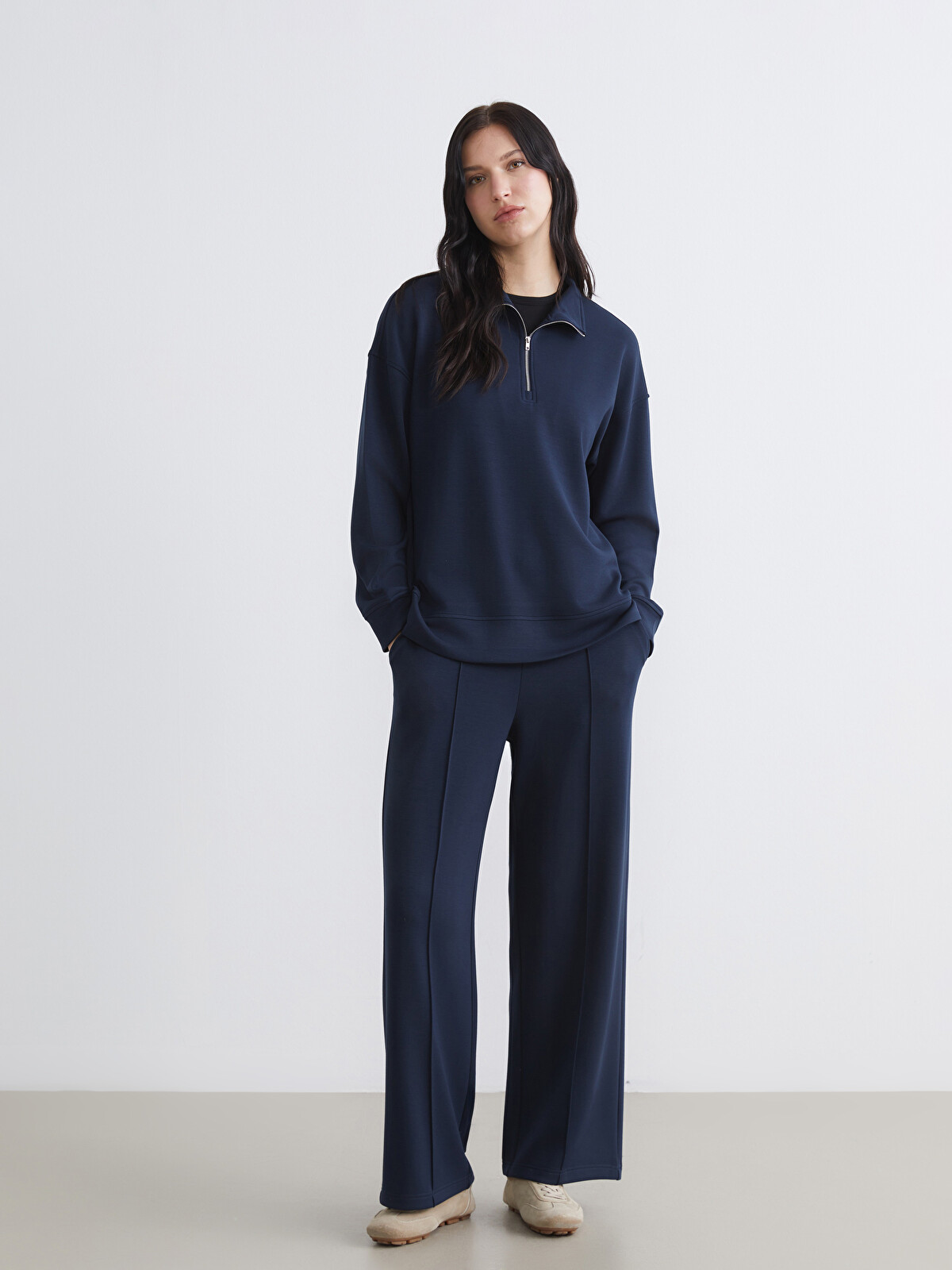 LCW Comfort Dik Yaka Soft Touch Kadın Sweatshirt - S6HY93Z8-HRZ