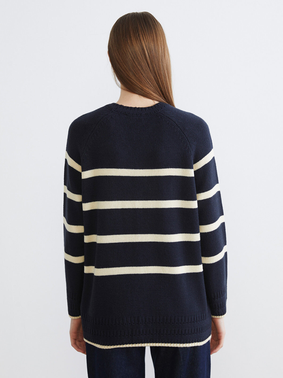 LCW Modest Crew Neck Striped Women's Knitwear Sweater - S6I525Z8