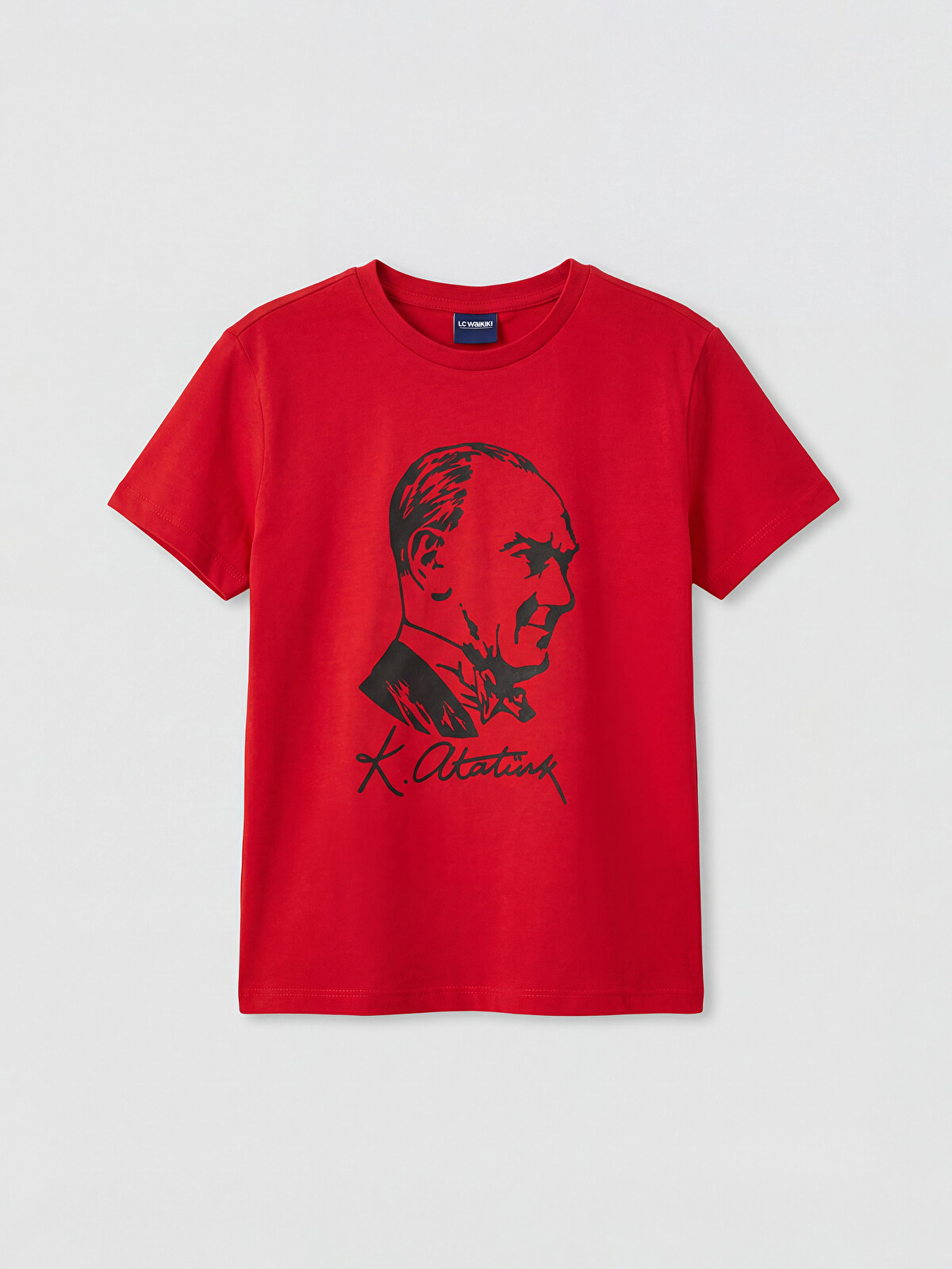 LCW Kids Bisiklet Yaka Atatürk Baskılı Kız Çocuk Tişört