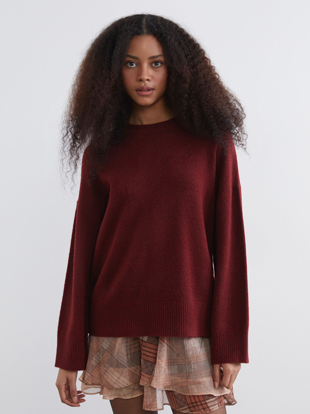 XSIDE Women's Crew Neck Knit Sweater - S6IB11Z8-D7G | LC Waikiki