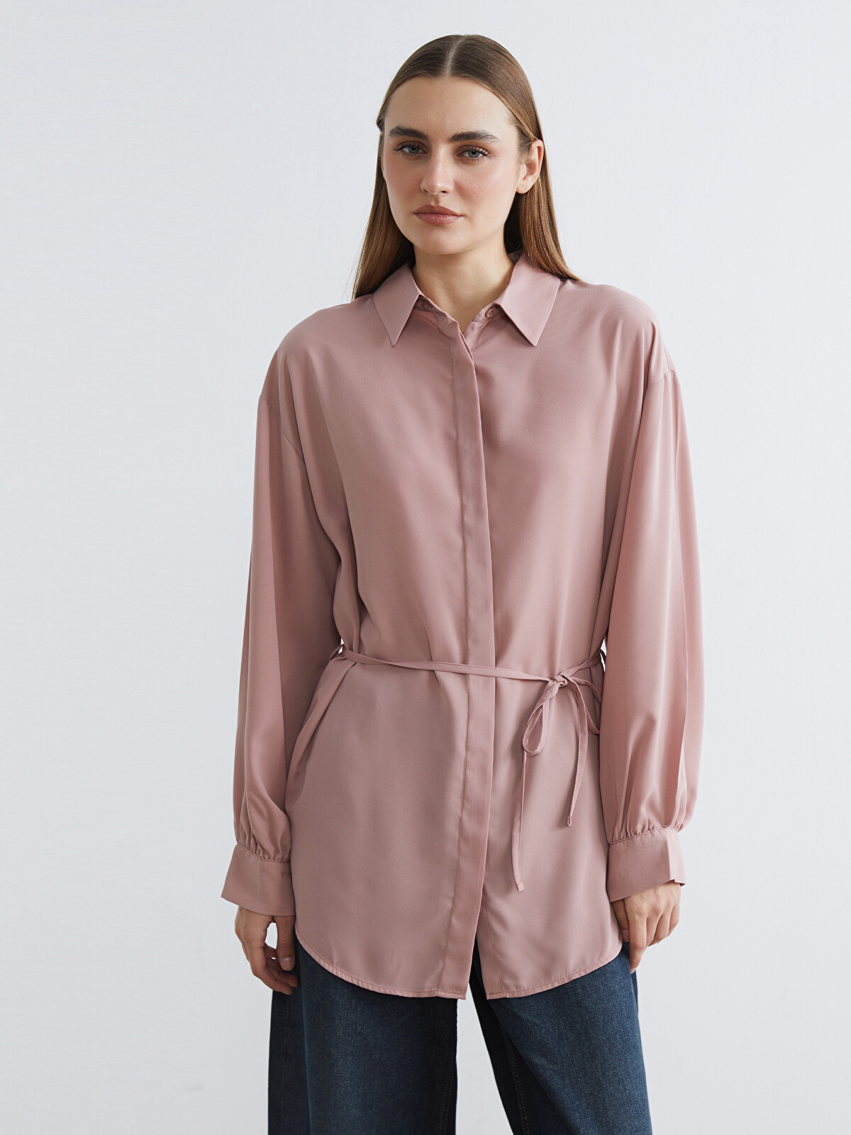 LC WAIKIKI Women's Shirt Tunic with Waist Sash