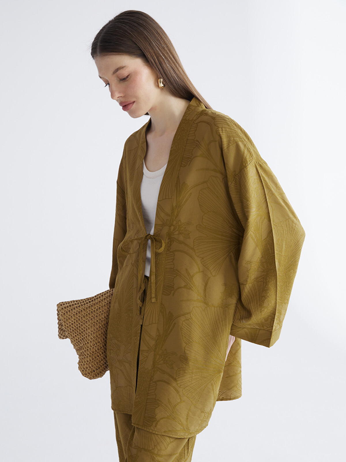 エルンスト【Le Kimono】 LC WAIKIKI V-neck Patterned Oversize Women's Kimono - S6IH50Z8-HBT