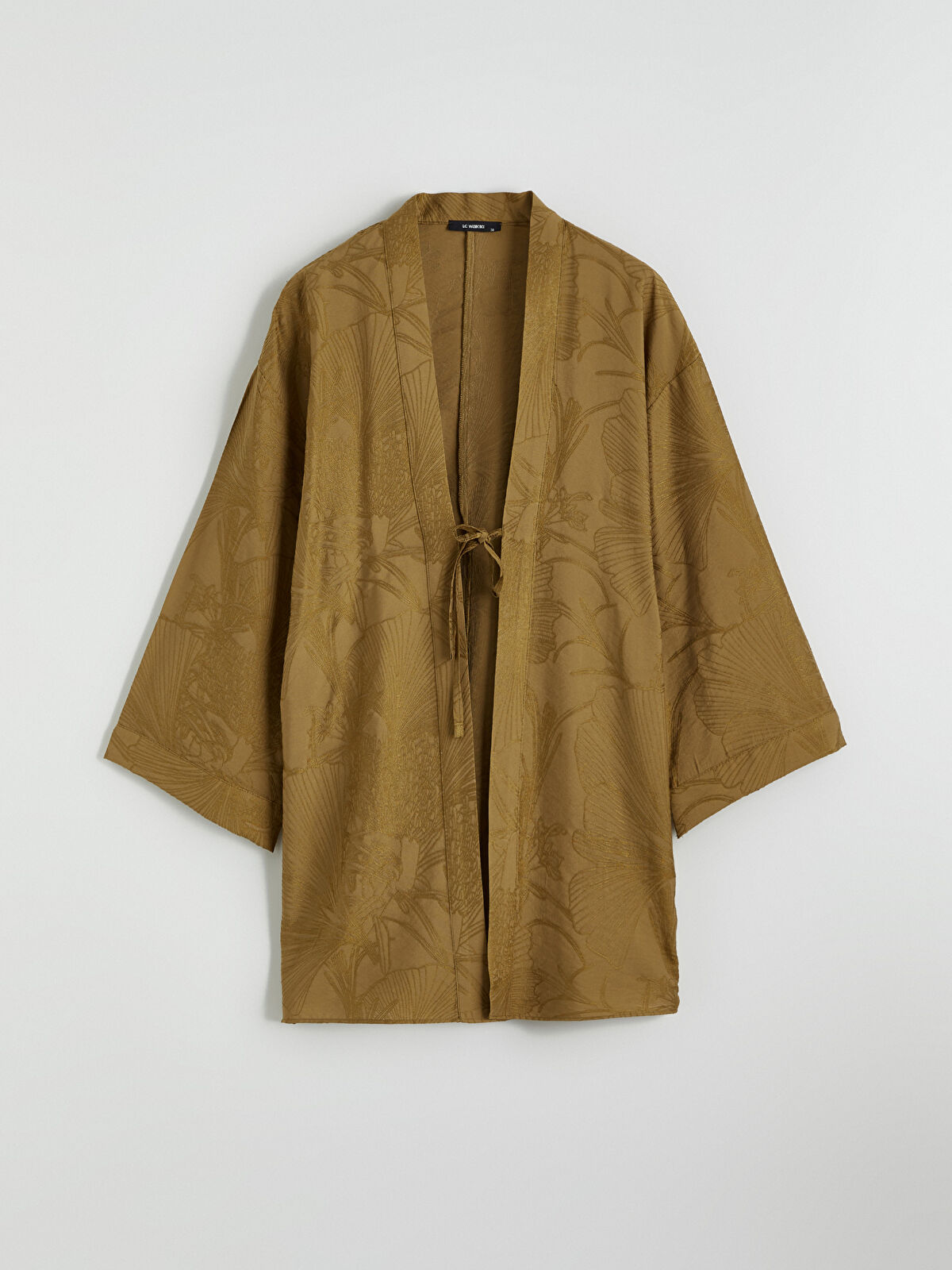 LC WAIKIKI Haki V Yaka Desenli Oversize Kadın Kimono - S6IH50Z8