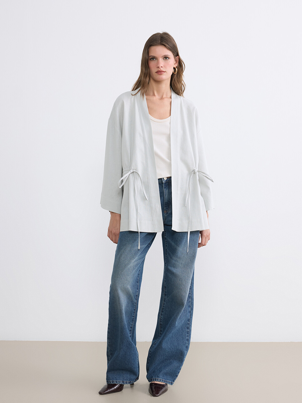 LCW EVERYDAY Şal Yaka Keten Karışımlı Kadın Kimono - S6IH99Z8-D1N