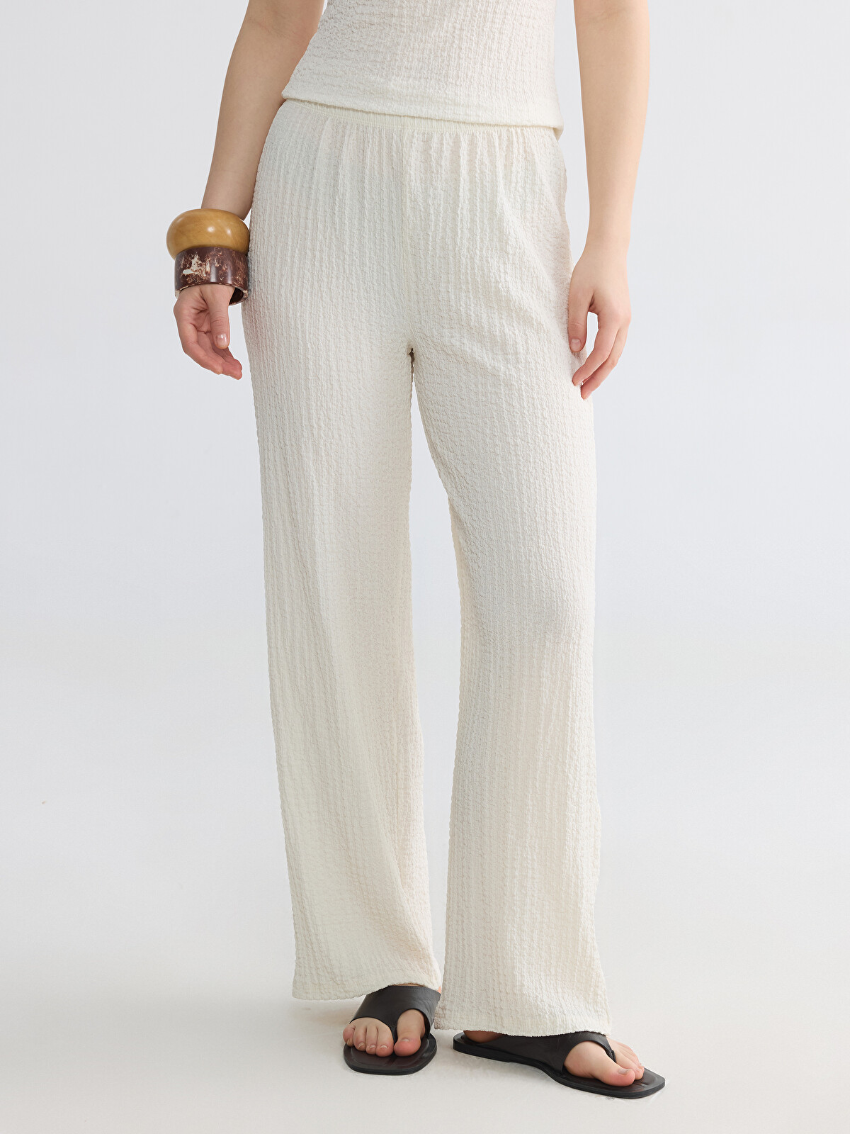 XSIDE Elastic Waist Textured Women's Trousers - S6IL38Z8-F0B | LC