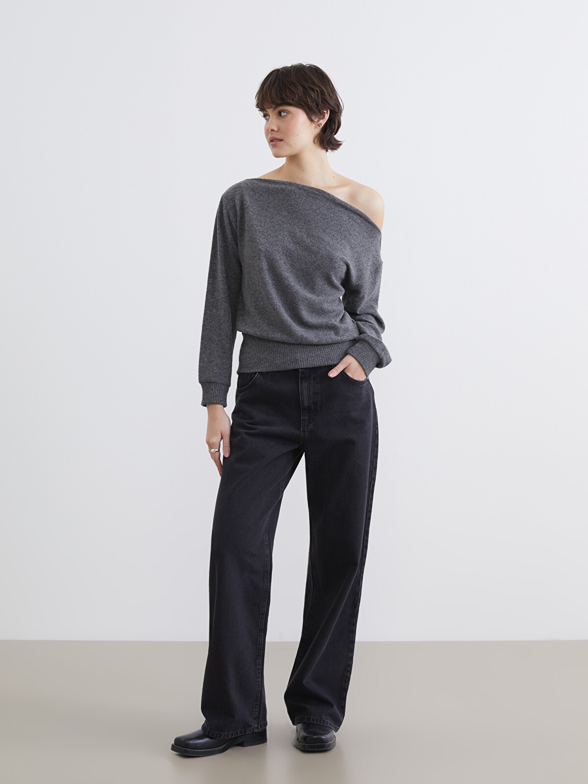 XSIDE Siyah Wideleg Kadın Jean Pantolon - S6IQ28Z8-CVL | LCW