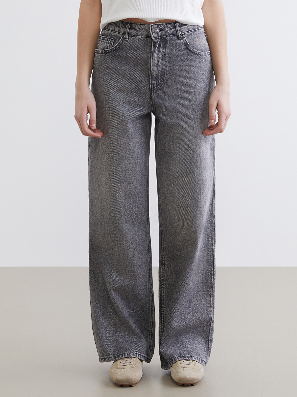 XSIDE Gri Wideleg Kadın Jean Pantolon - S6IS80Z8-13E | LCW
