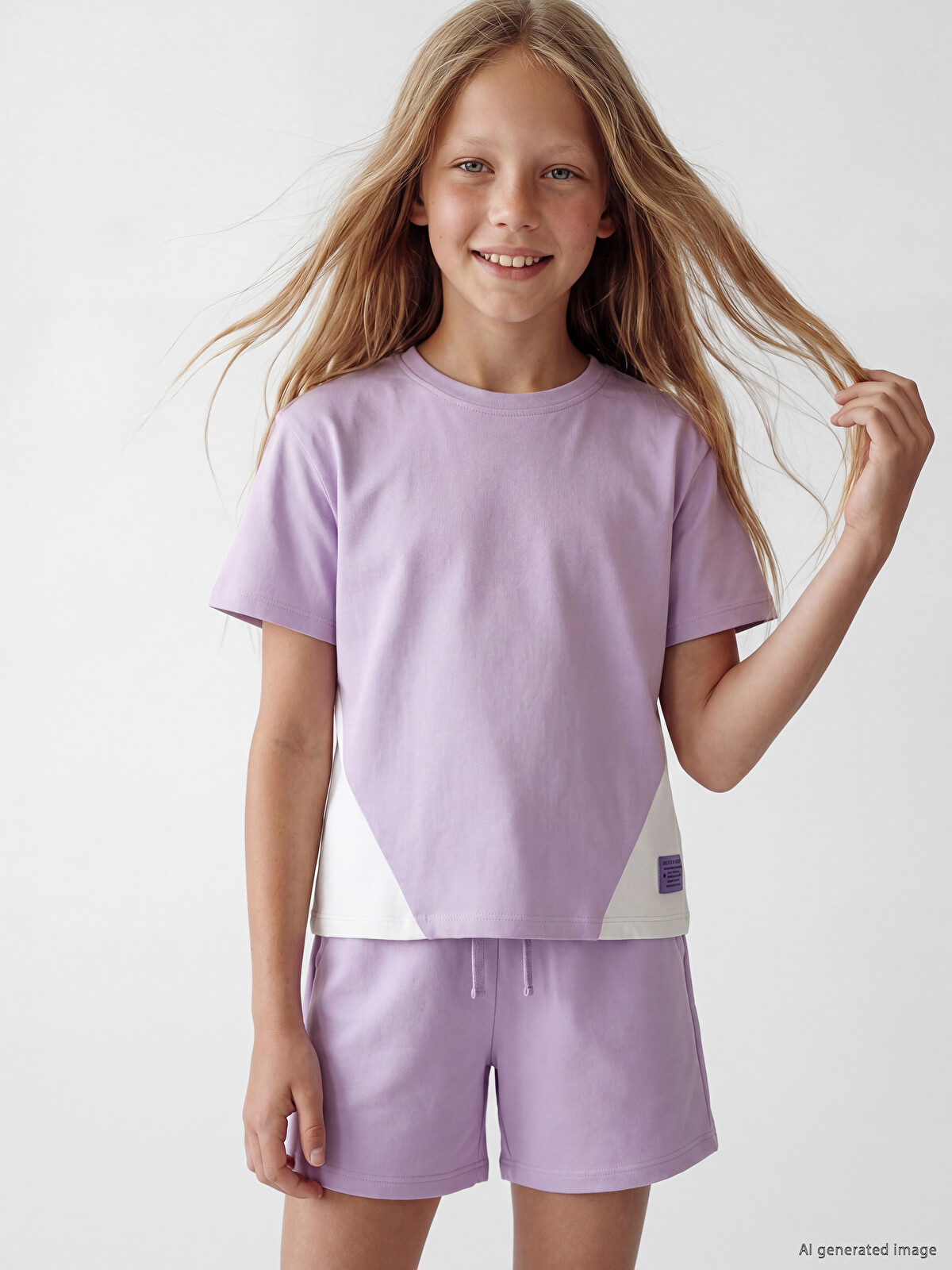 LCW Kids Kız Çocuk Soft Touch Şortlu Takım - S6IS99Z4-G0W | LC Waikiki
