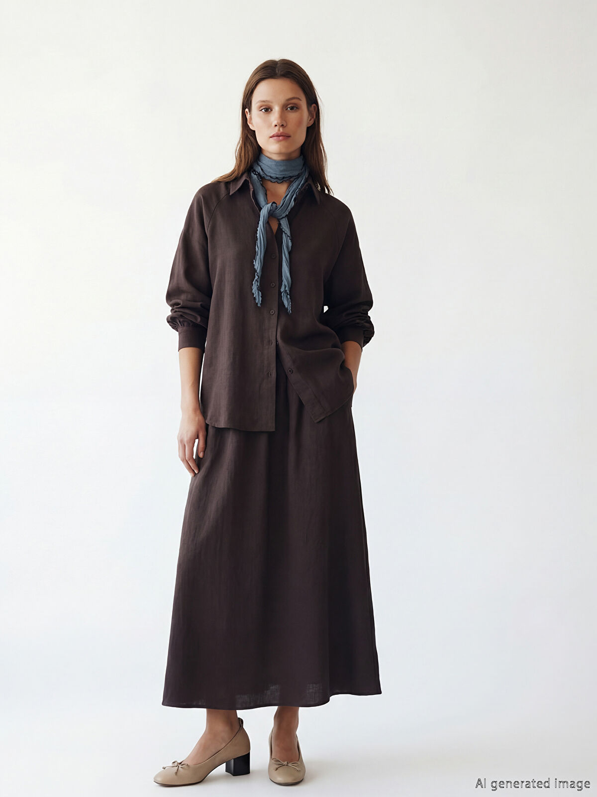 LCW Modest Beli Lastikli Kloş Müslin Etek