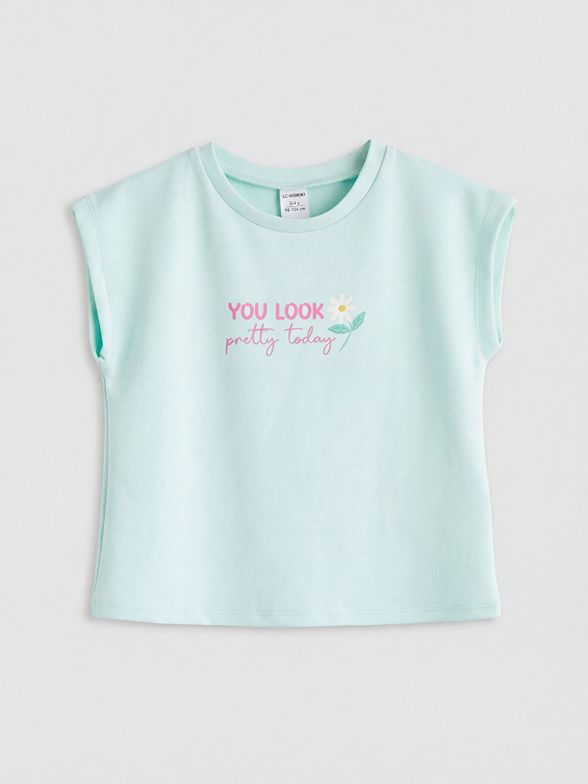 LCW Kids Bisiklet Yaka Baskılı Kız Çocuk Tişört