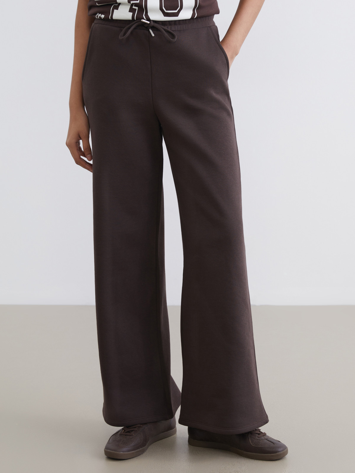 lui jewelry ルイジュエリー 春夏ニットパンツ　ブラウン XSIDE Women's Sweatpants With Elastic Waist - S6J106Z8-ZKW | LC