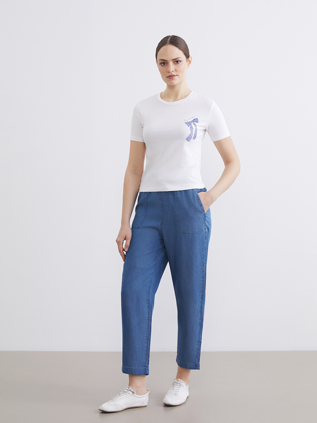 LCW Jeans Beli Lastikli Carrot Fit Kadın Jean Pantolon - S6J320Z8