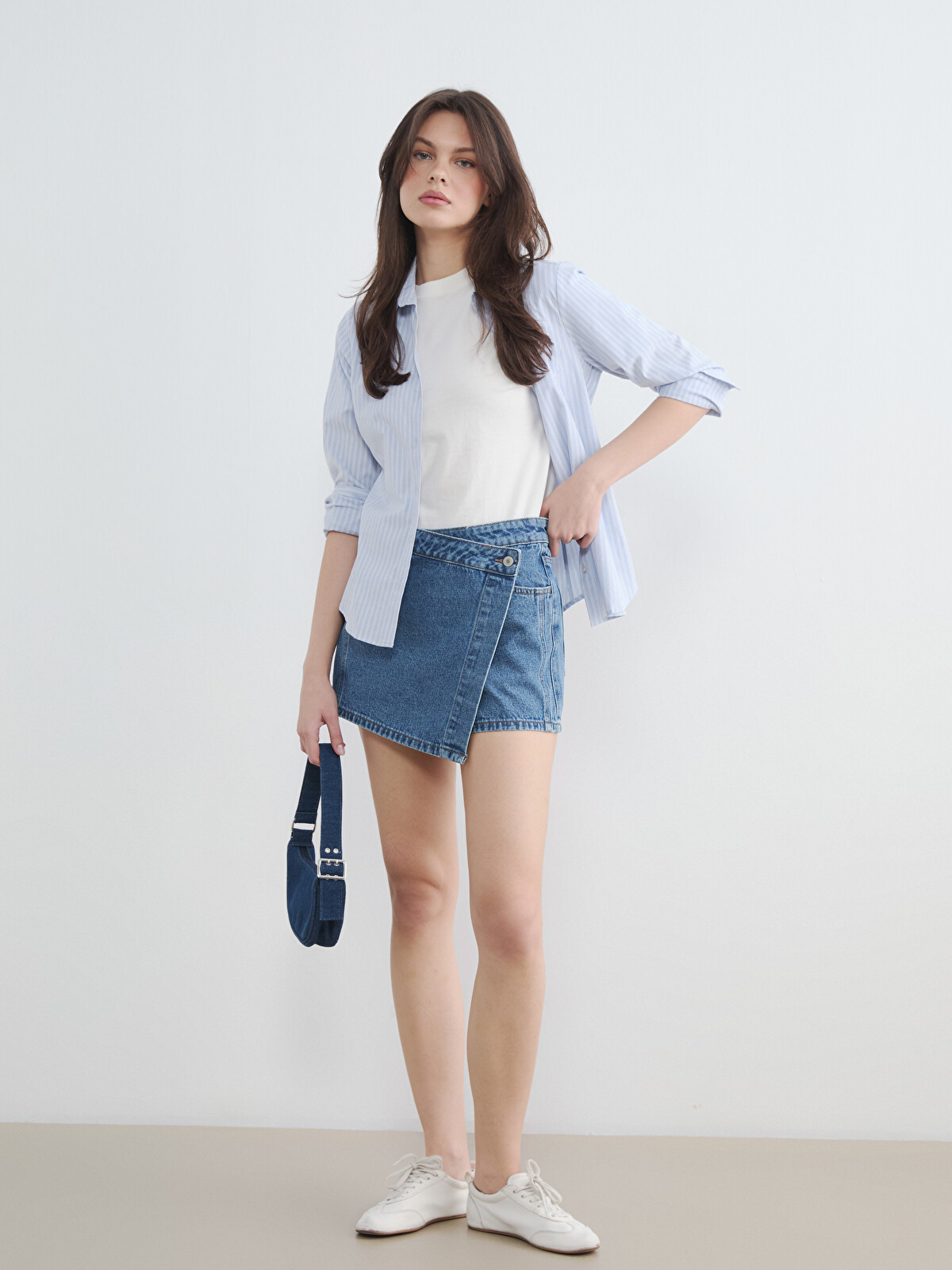 LCW Jeans High Waisted Women's Denim Overlay Shorts - S6J335Z8-507