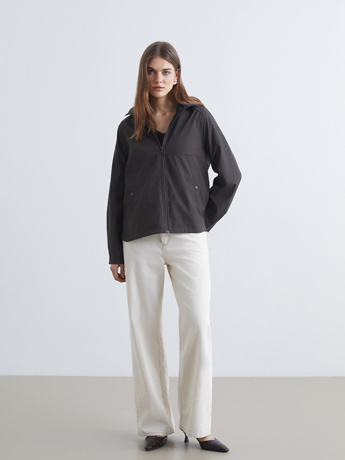 LCWAIKIKI Classic Hooded Faux Leather Women's Raincoat - S6J472Z8