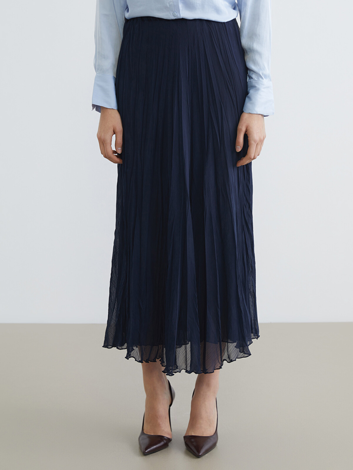 LCWAIKIKI Classic Women's Elastic Waist Pleated Chiffon Skirt