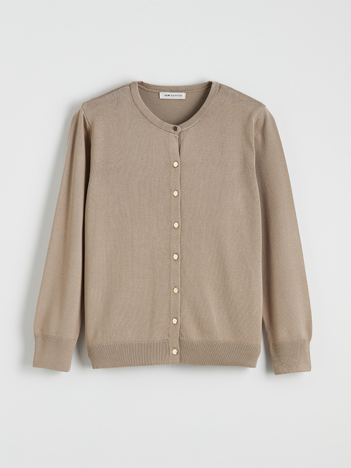 トップス crew neck knit cardigan made in italy LCW EVERYDAY Crew Neck Knit Cardigan - S6JA21Z8-1D3 | LC Waikiki