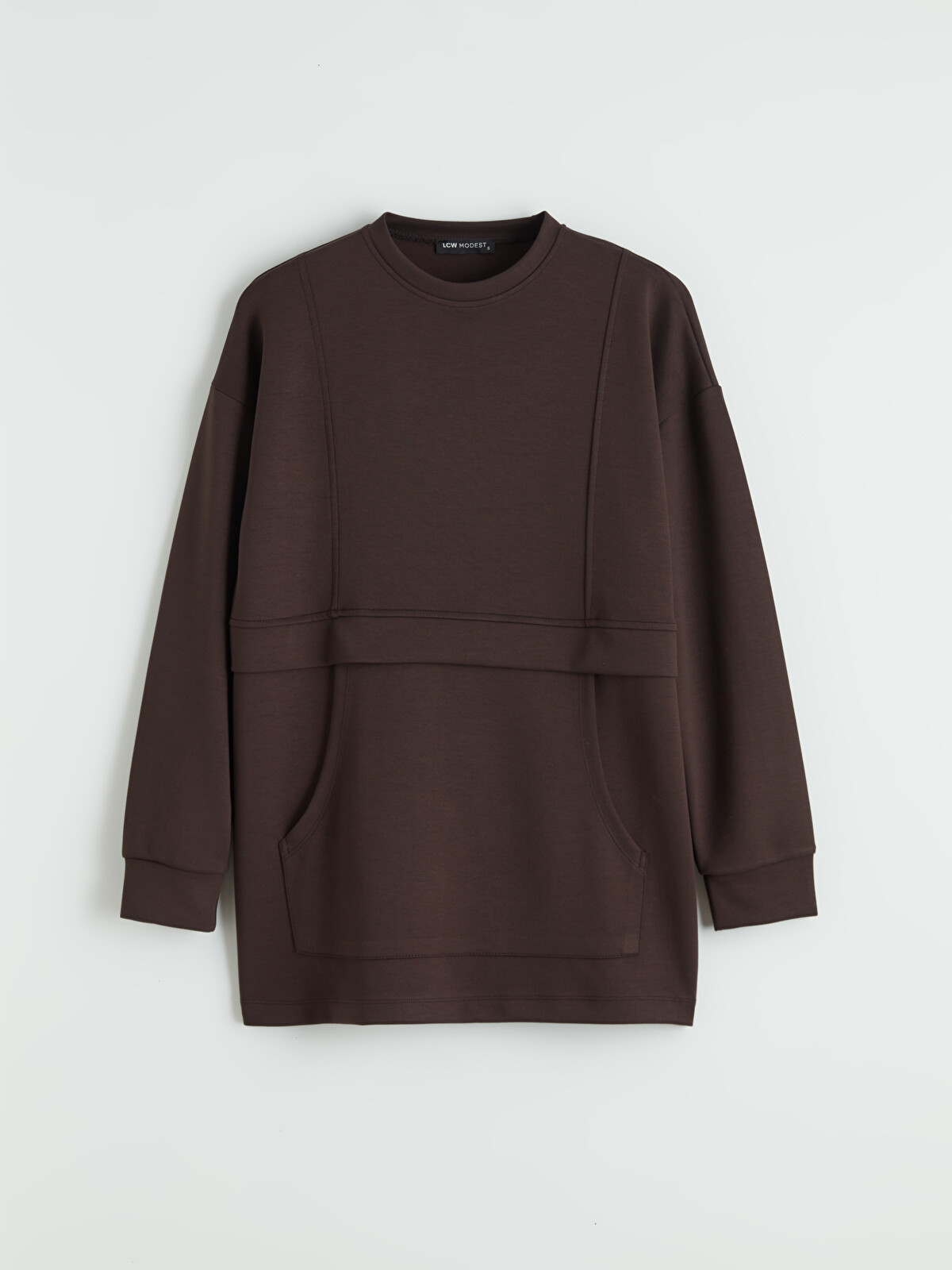 LCW Modest Kahverengi Soft Touch Kadın Sweatshirt Tunik - S6JD05Z8