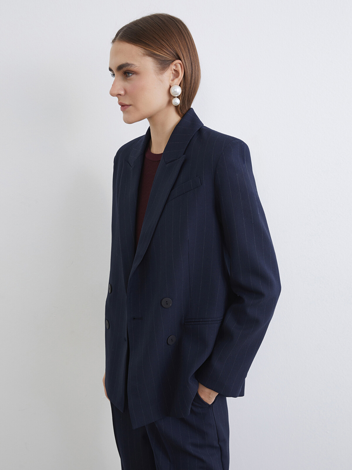 LCW STUDIO Double Breasted Striped Women's Blazer Jacket