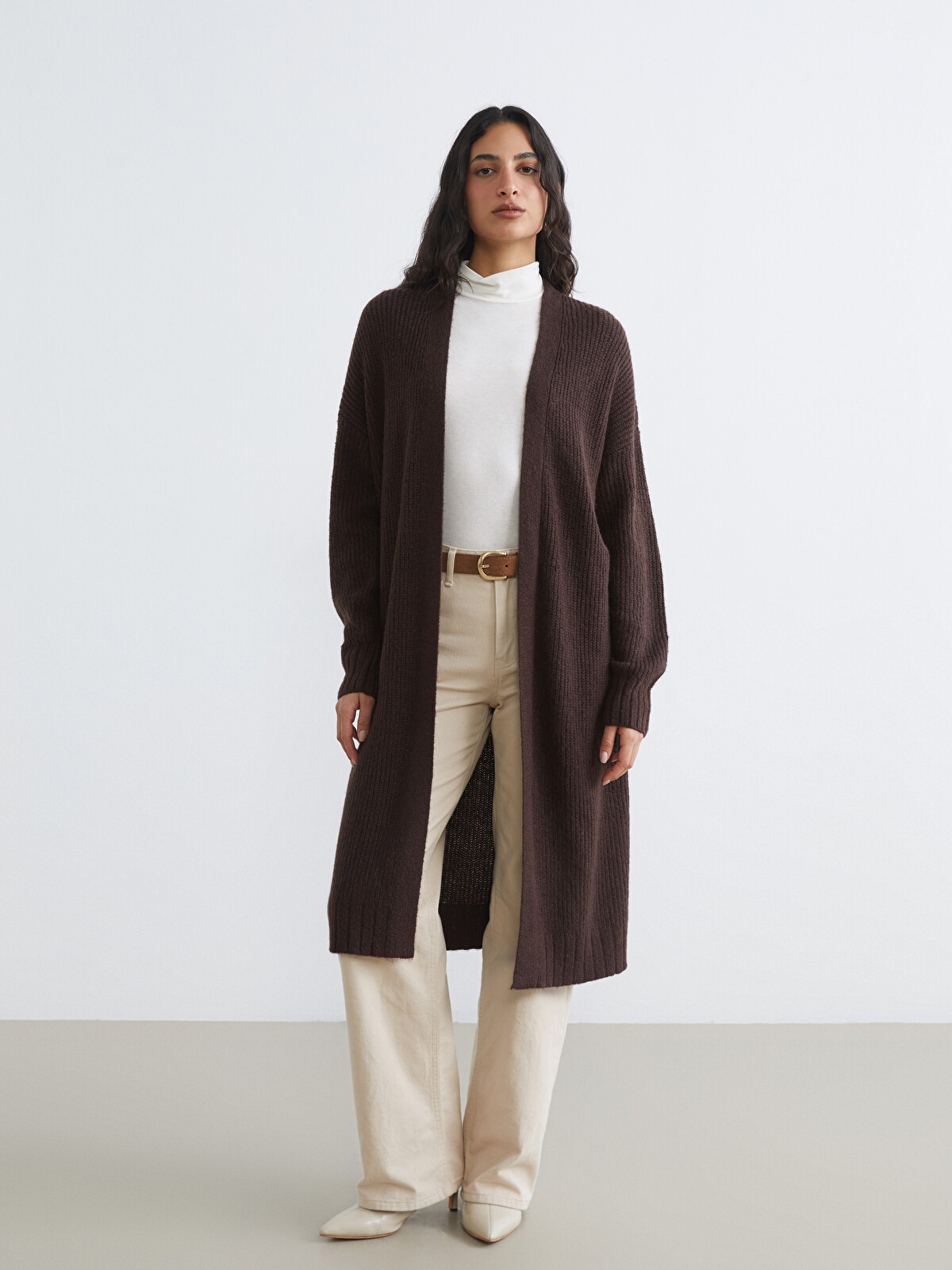 LCW Modest Shawl Collar Oversized Women's Knit Cardigan - S6JE11Z8