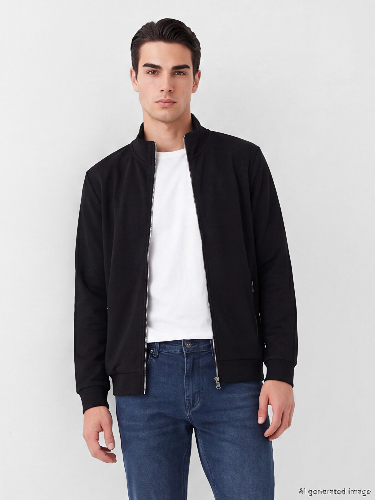 ぴろきち LCWAIKIKI Classic %100 Pamuk Erkek Hırka Fermuarlı Sweatshirt