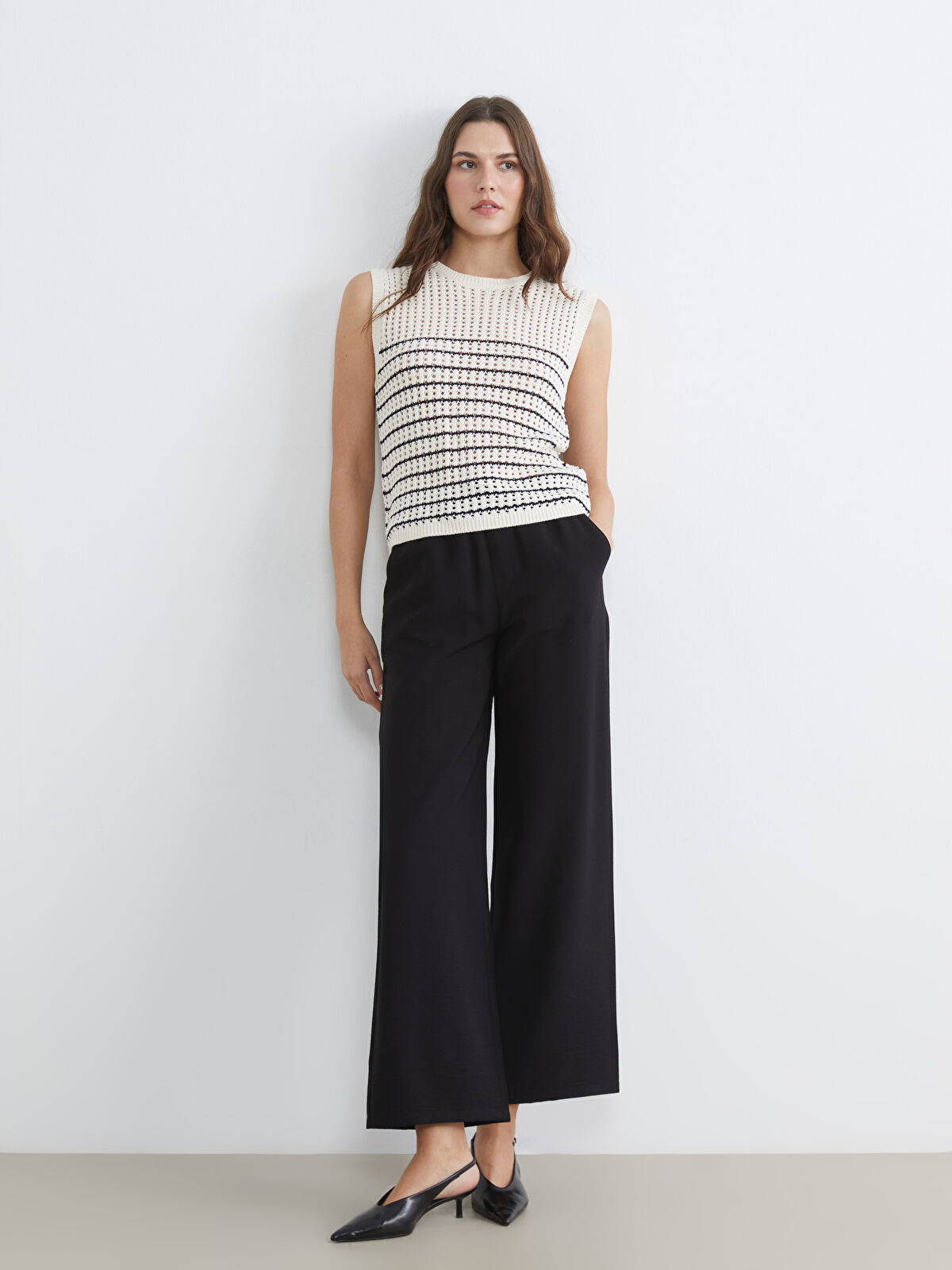 LCW Comfort Beli Lastikli Geniş Paça Kadın Pantolon