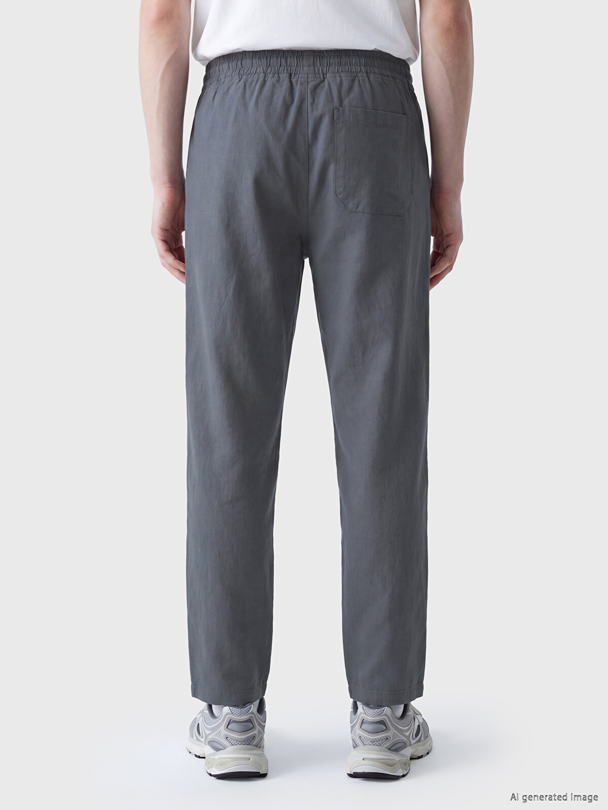 XSIDE Gri Loose Fit Keten Görünümlü Erkek Pantolon - S6JH43Z8-YRH