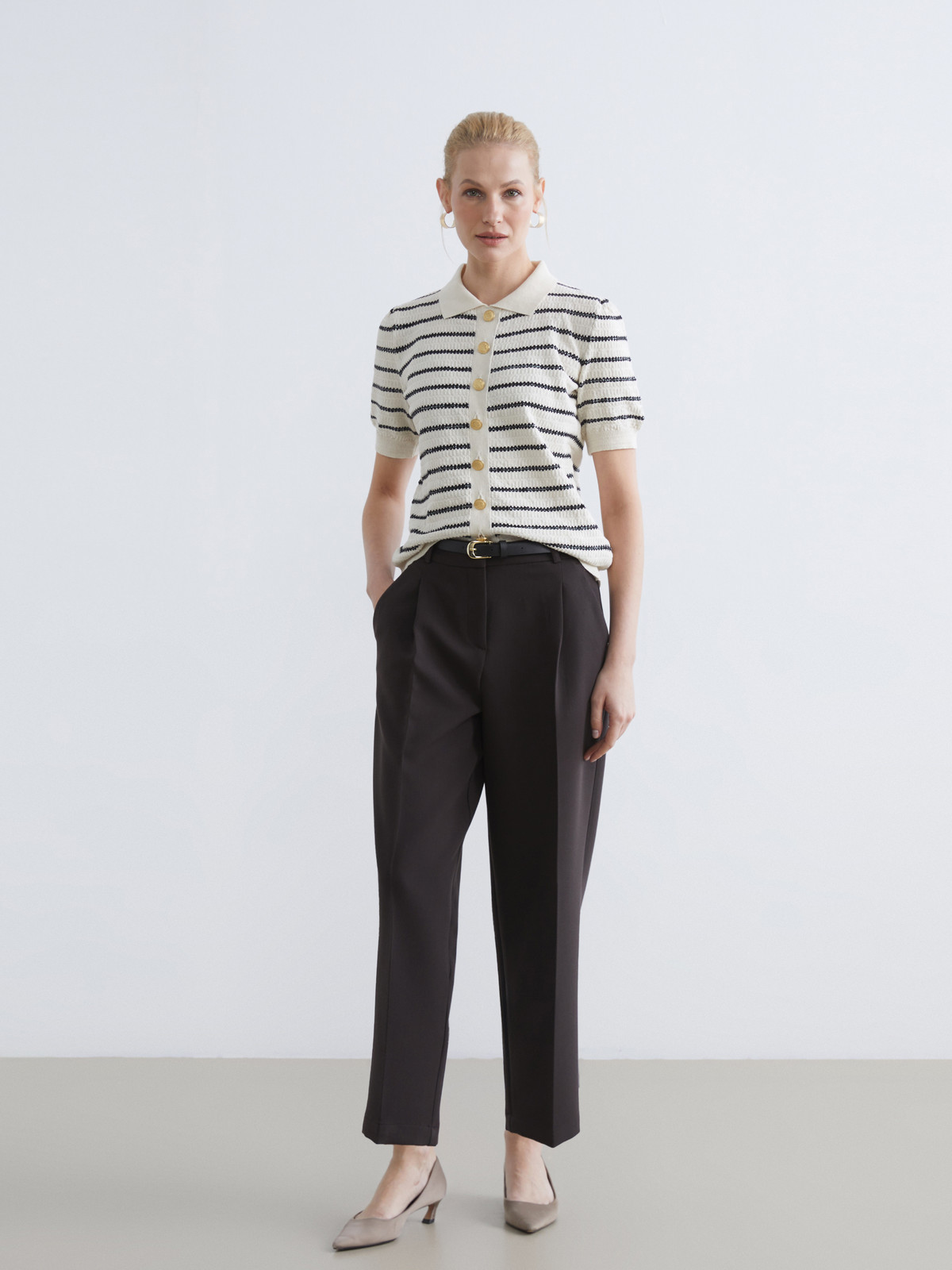 LCWAIKIKI Classic Belted Cigarette Women's Pleated Trousers