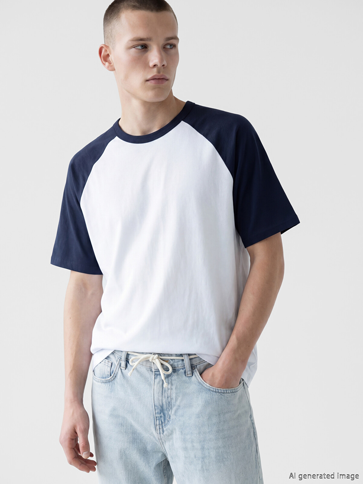XSIDE Crew Neck Jersey Raglan Sleeve Men's T-Shirt - S6JJ26Z8-ZUL