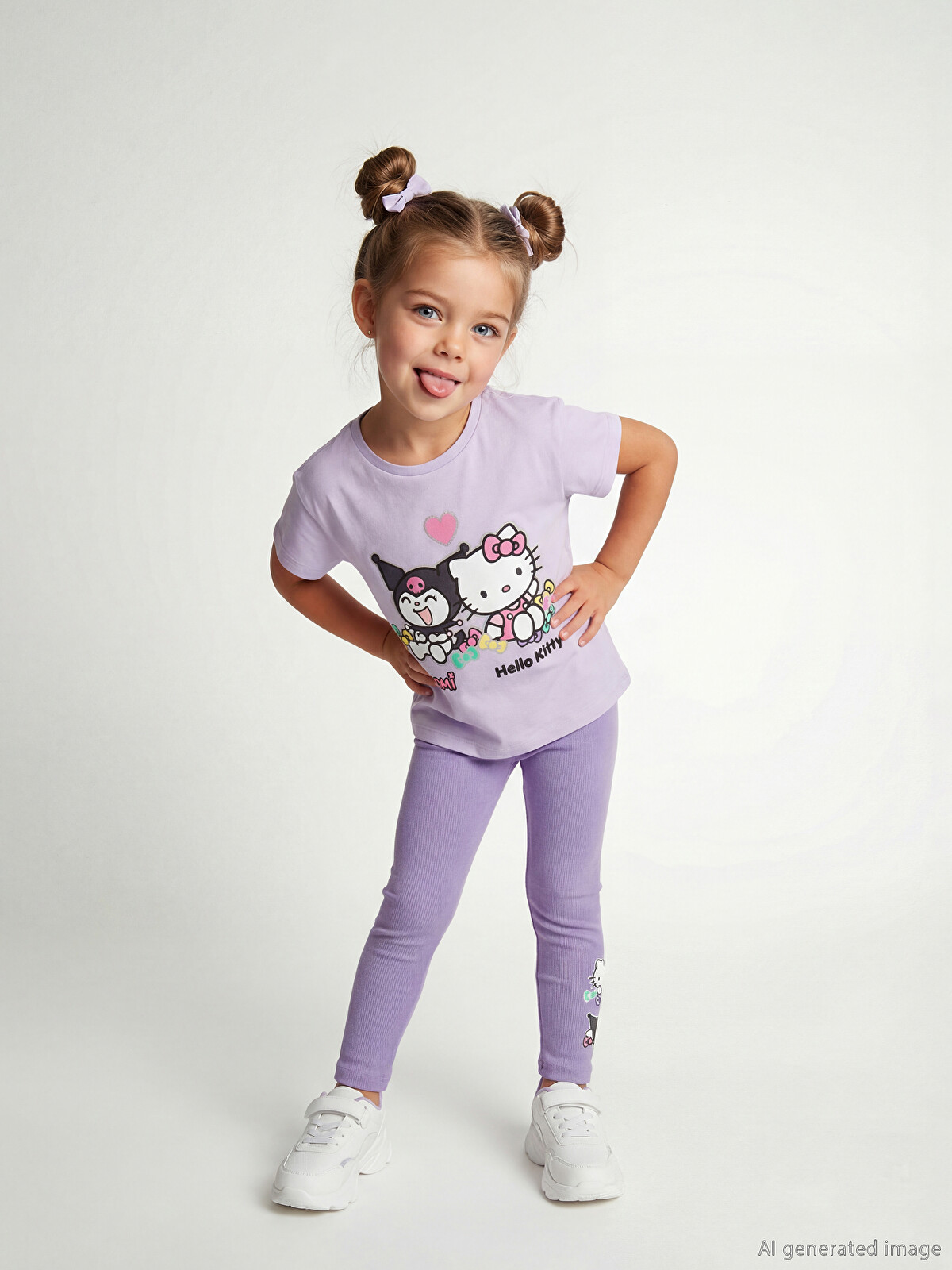 LCW Kids Hello Kitty Printed Girls' Jersey T-shirt And Leggings