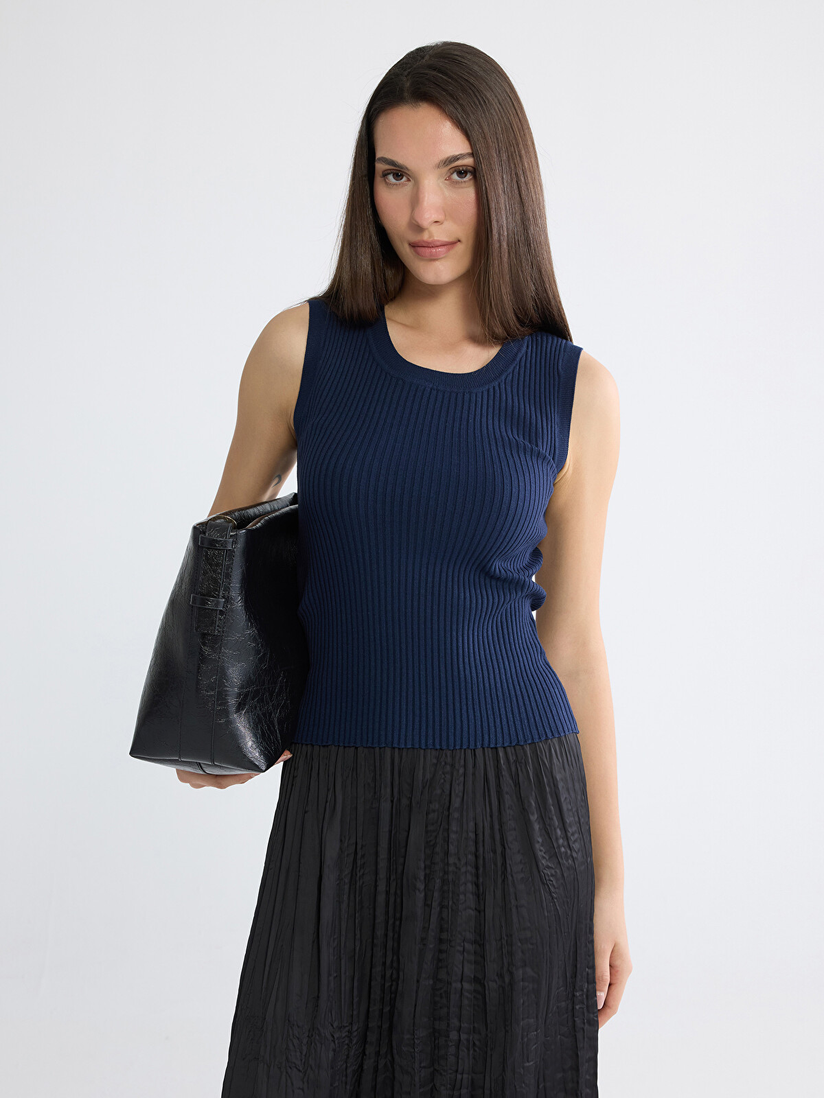 LCW EVERYDAY Crew Neck Ribbed Women's Knitwear Tank Top - S6JL72Z8