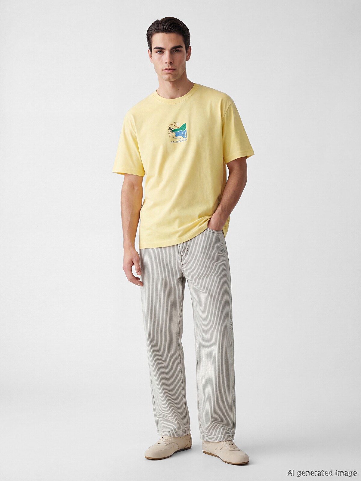 XSIDE Crew Neck California Printed Men's T-shirt - S6JN15Z8-3GT