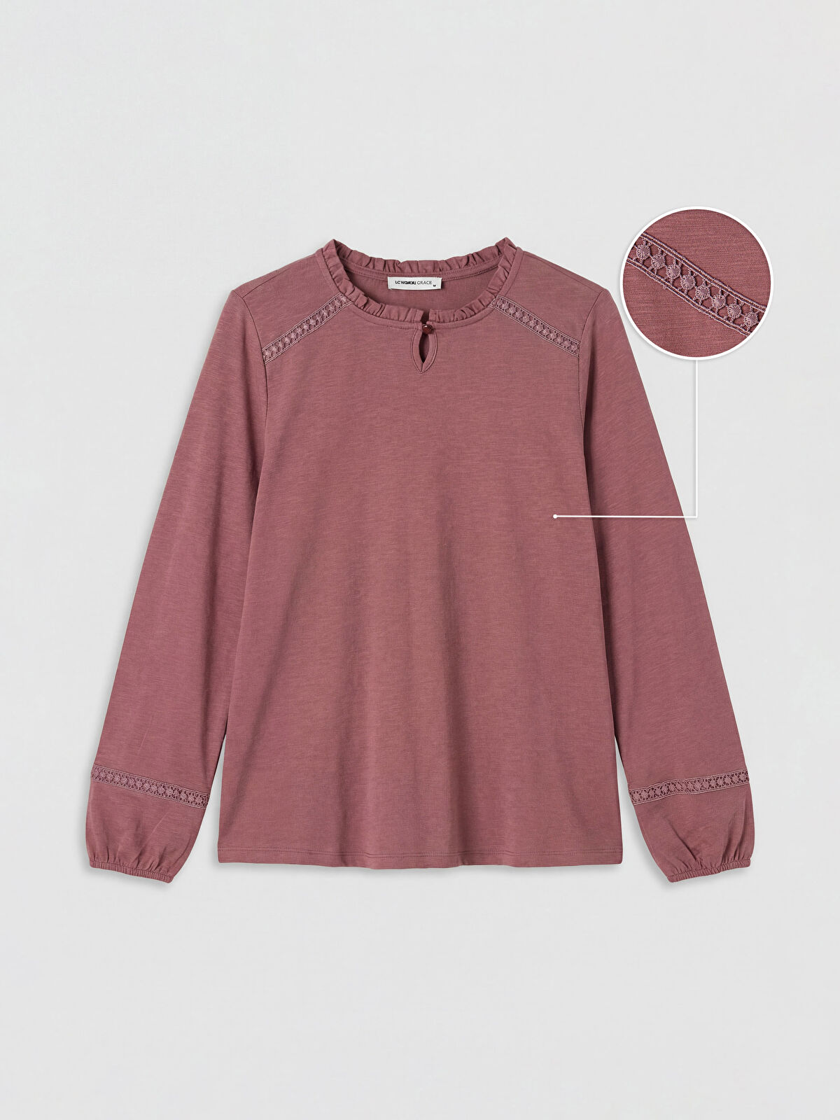 LCW Grace Bisiklet Yaka Nakışlı Bluz