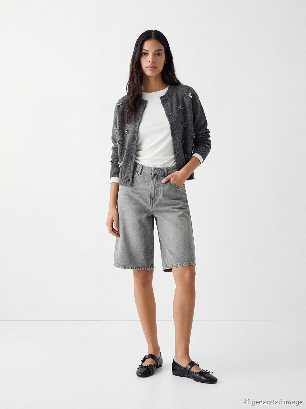 XSIDE Cardigan Tricotat cu Fundiță Brodat pentru Femei - S6JS73Z8