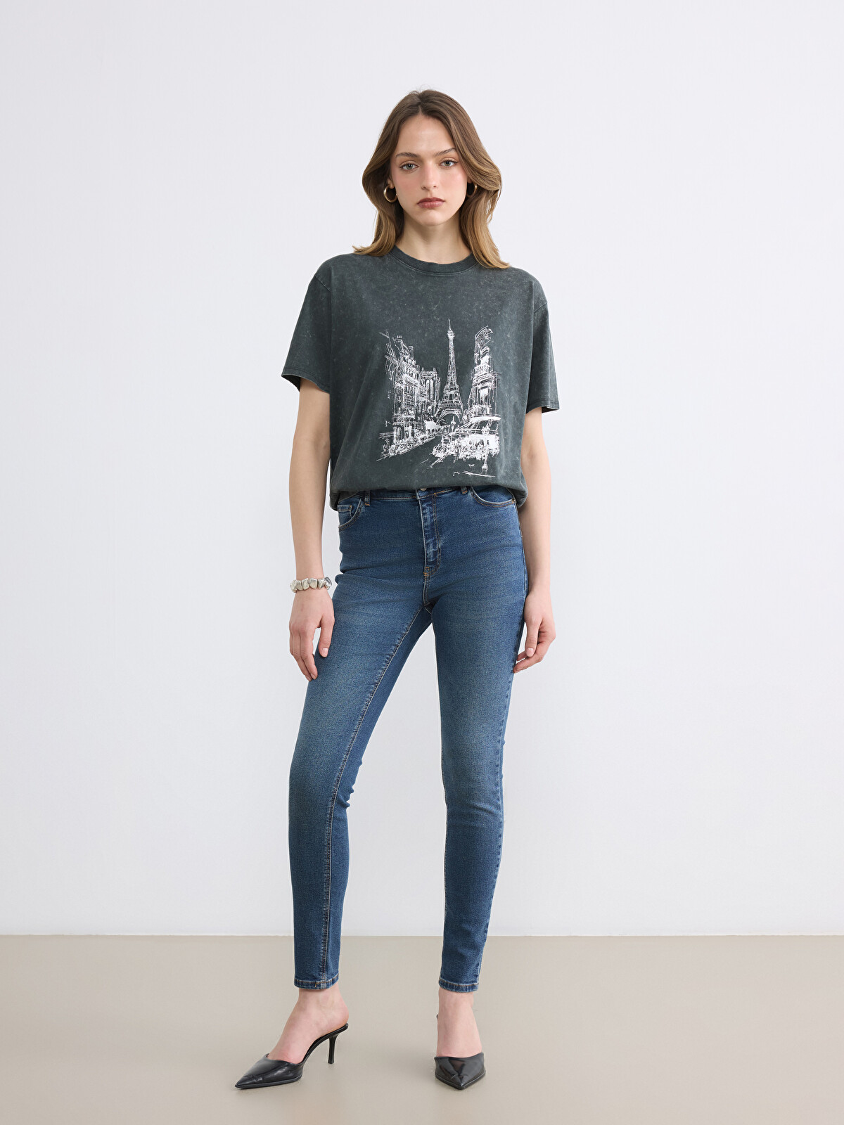 LCW Vision Tricou Antracit Femeie - S6JT42Z8-DC4 | LC Waikiki