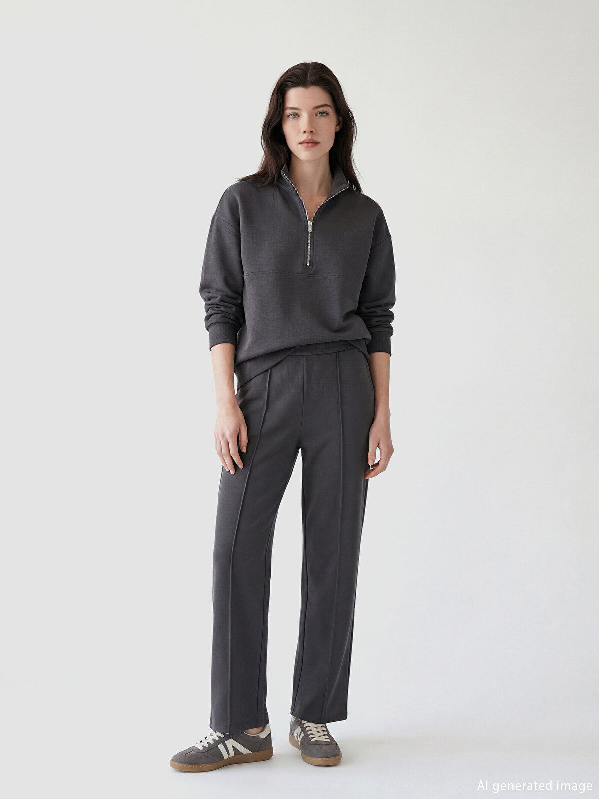 LCW Comfort Antrasit Beli Lastikli Soft Touch Kadın Eşofman Altı