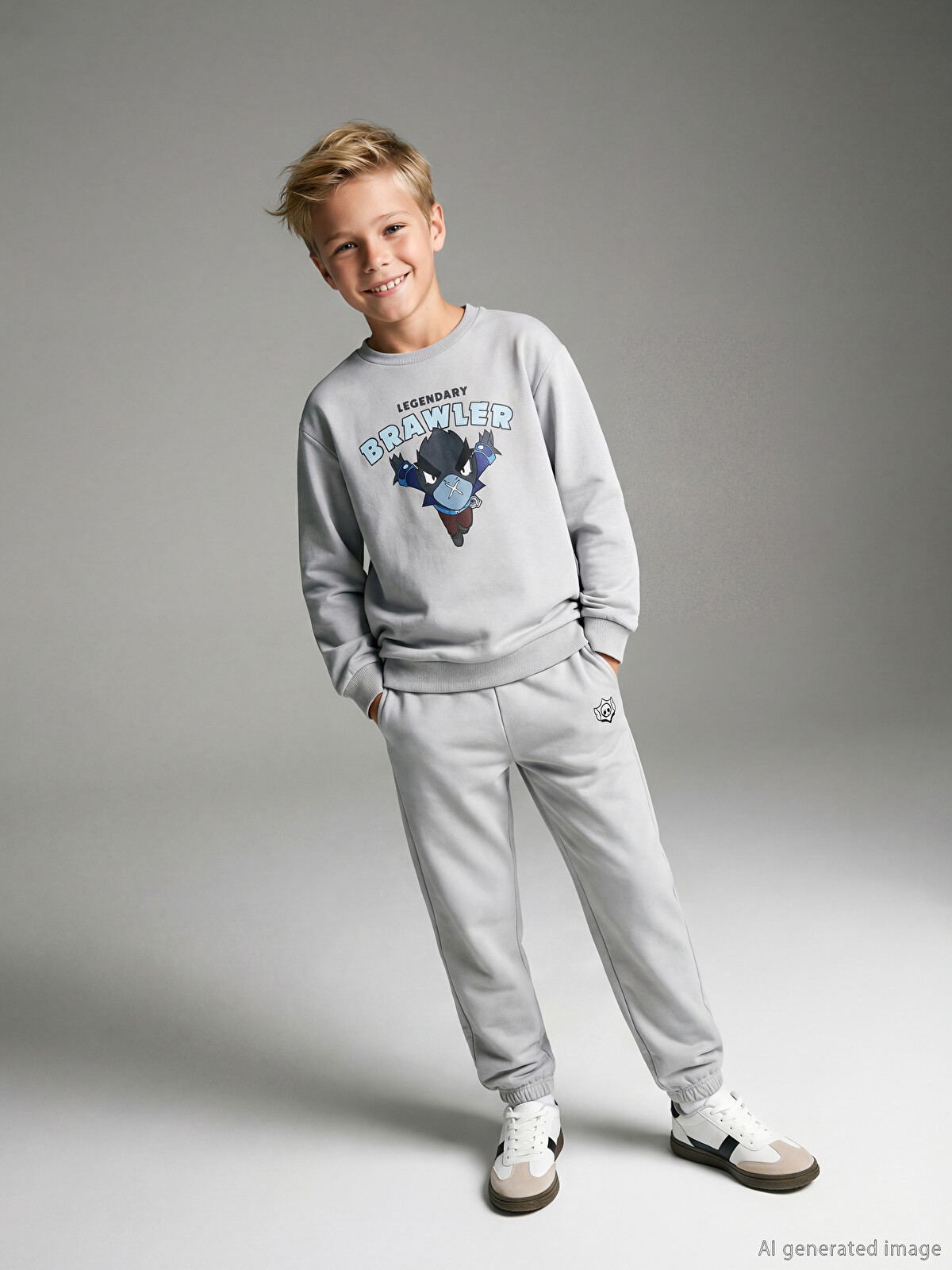 LCW Kids Brawl Stars Crew Neck Tracksuit Set For Boys - S6JT81Z4