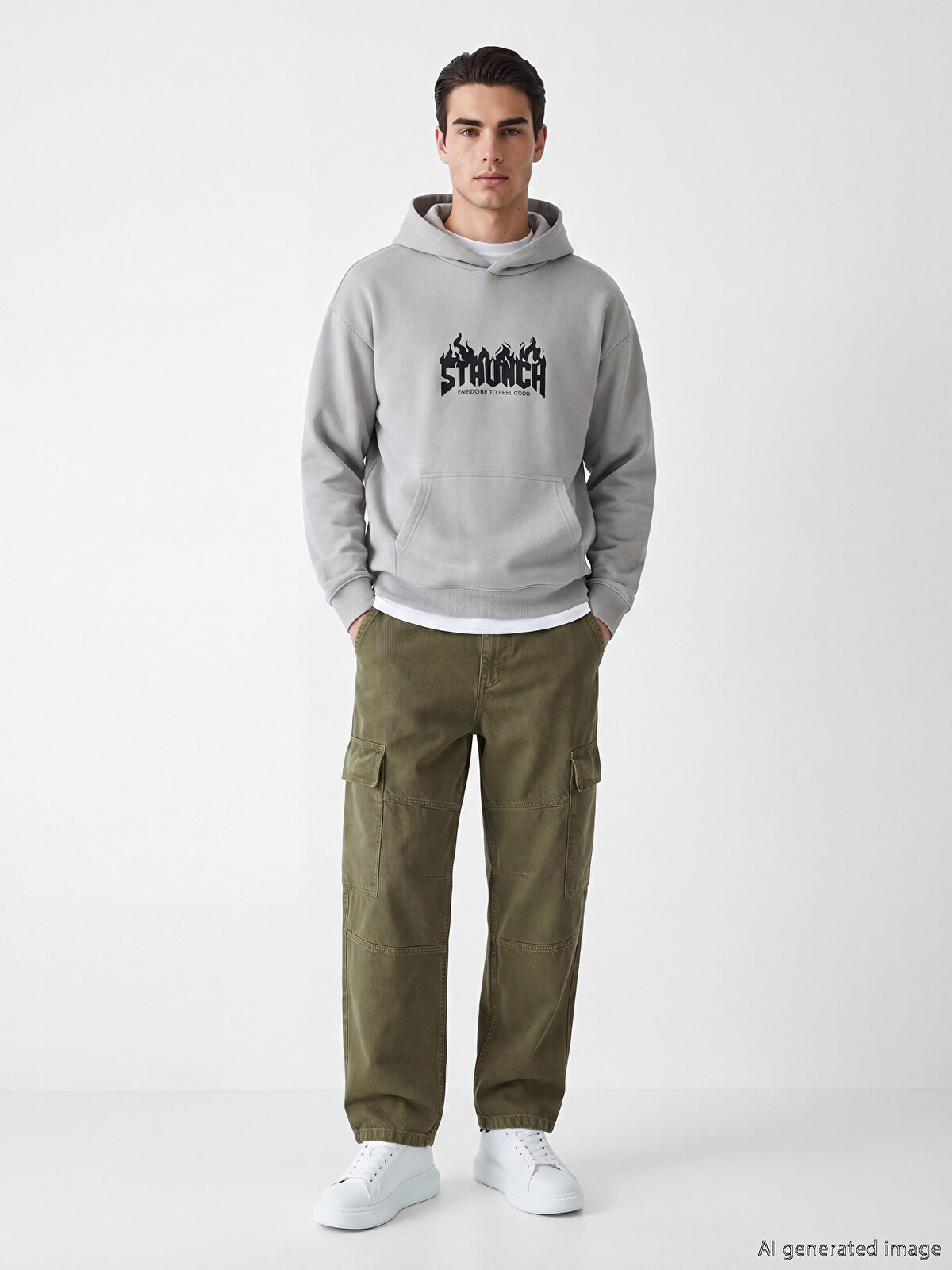 XSIDE Men's Heavyweight Hoodie With Long Sleeves And Print