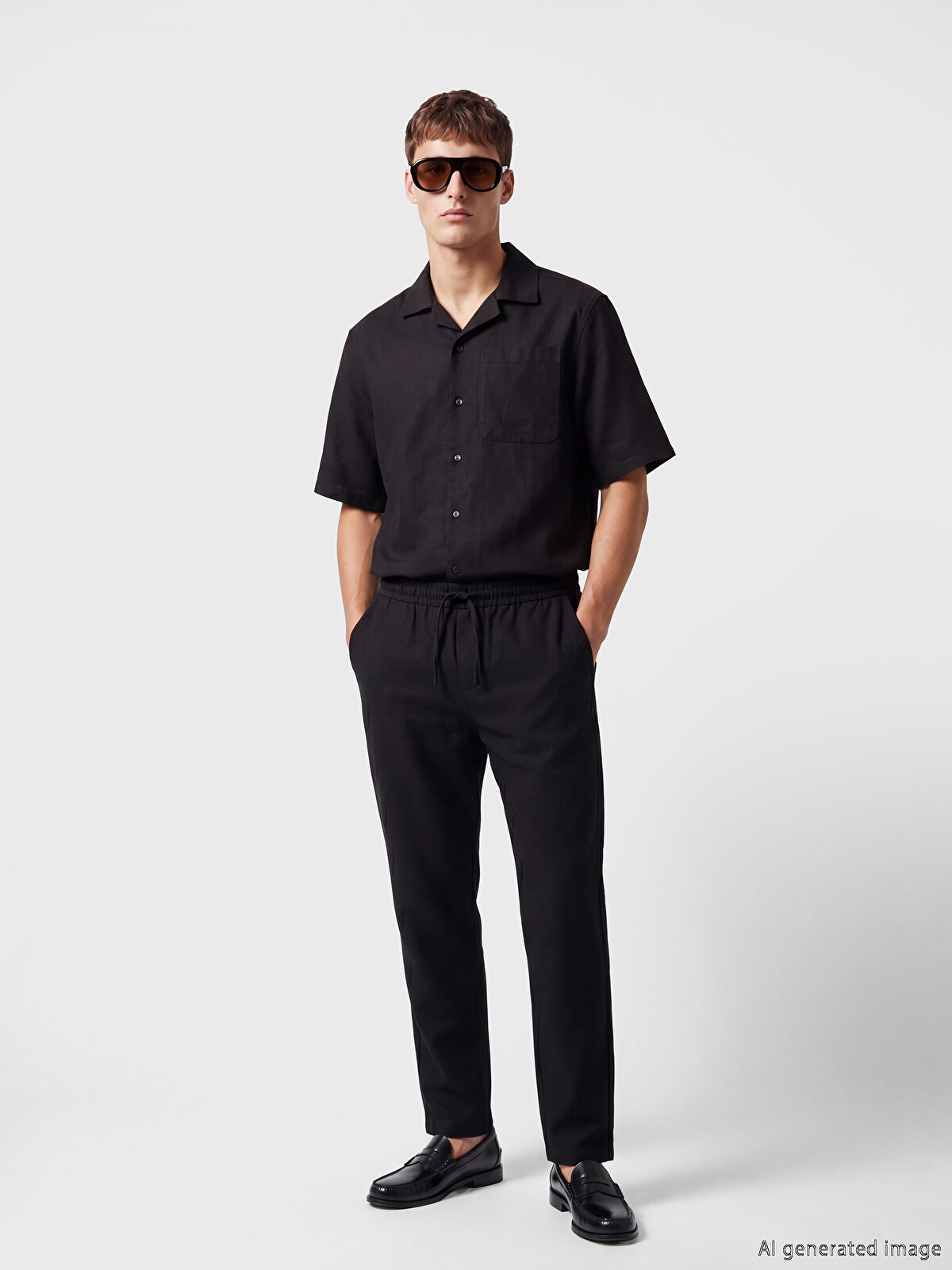 LCW Vision Siyah Regular Fit Keten Görünümlü Erkek Pantolon