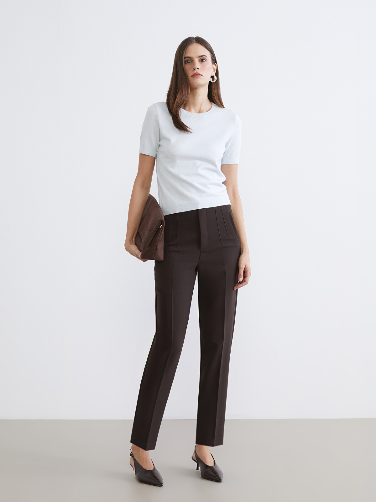 LCW Vision Kahverengi Carrot Fit Kadın Pileli Pantolon - S6K083Z8