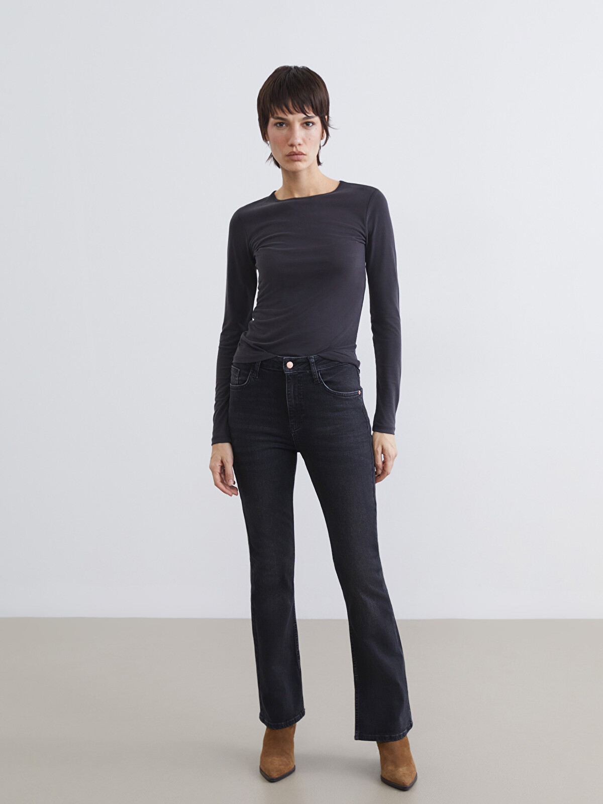 LCW Jeans Siyah Flare Kadın Jean Pantolon - S6K196Z8-327 | LCW
