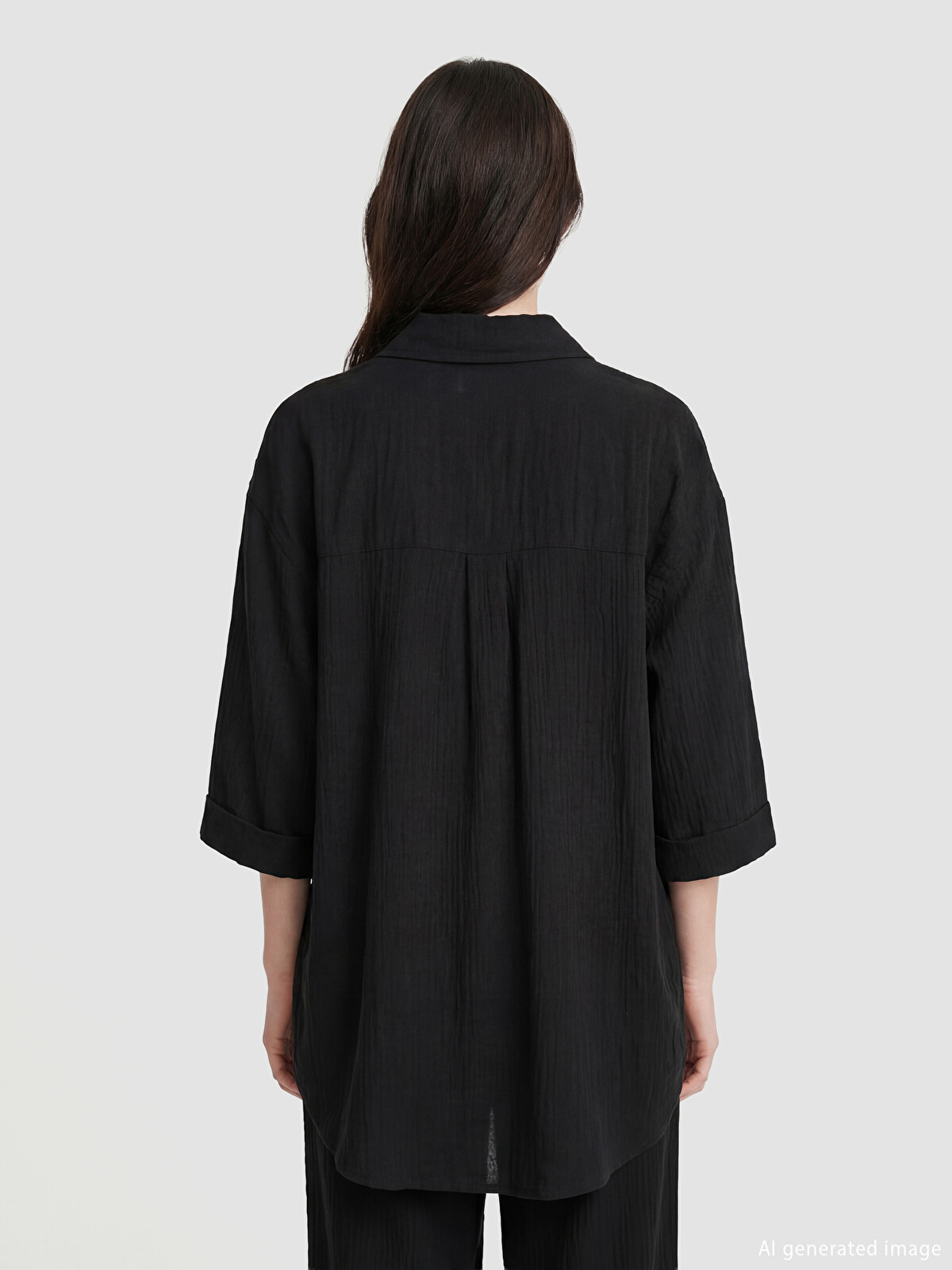 LCW Comfort Dokulu Oversize Müslin Kadın Gömlek - S6K822Z8-CVL