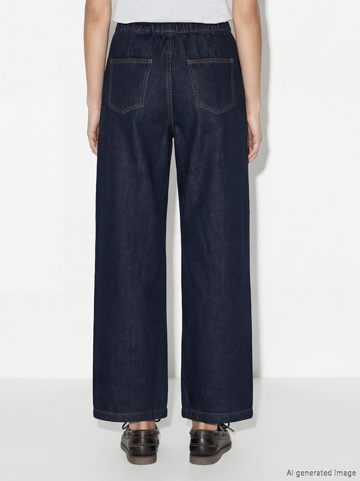 XSIDE İndigo Beli Lastikli Wideleg Kadın Jean Pantolon - S6K960Z8