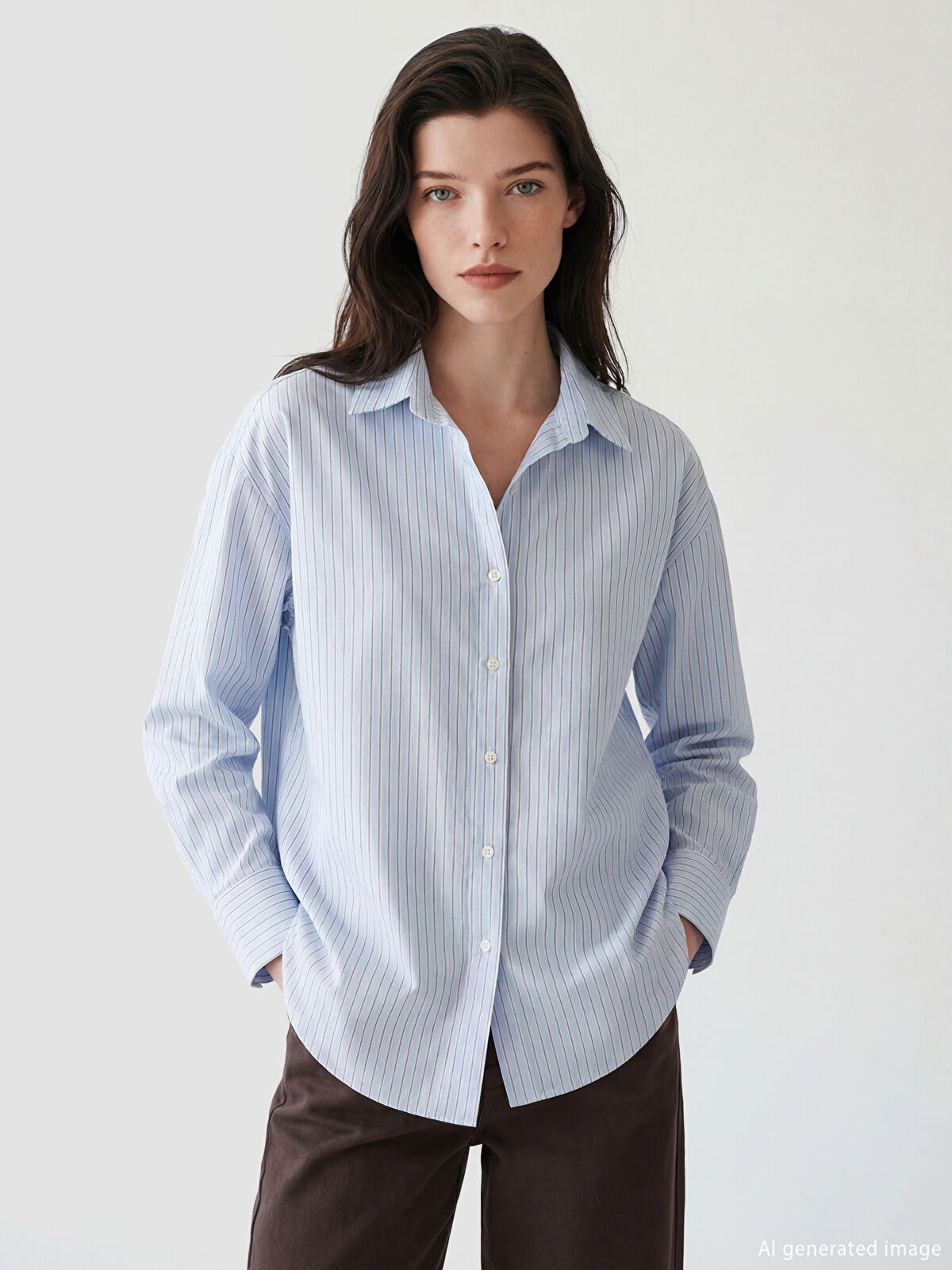 XSIDE Çizgili Oversize Oxford Kadın Gömlek